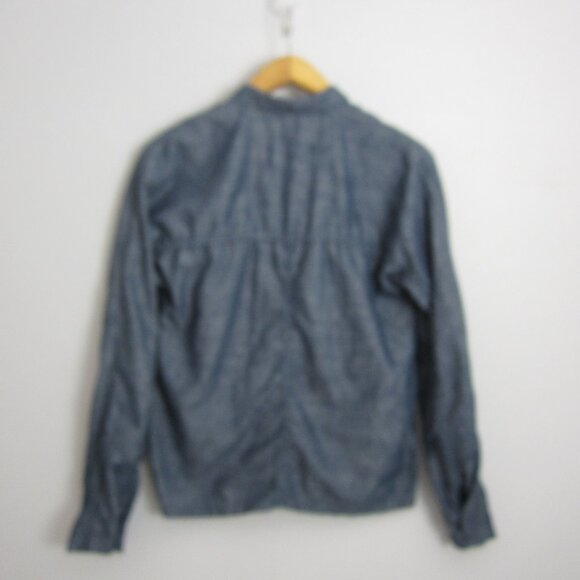 Vtg Zucca Travail Womens Small Blue LS Linen Cotton Blend Jacket Made in France - Picture 8 of 15